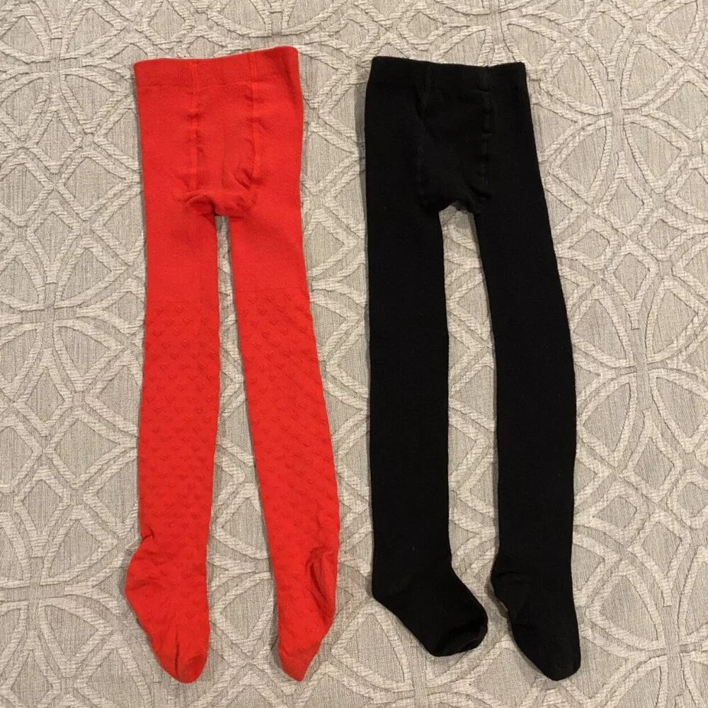 Girls Sz 4-6X Tights Bundle - Red & Black